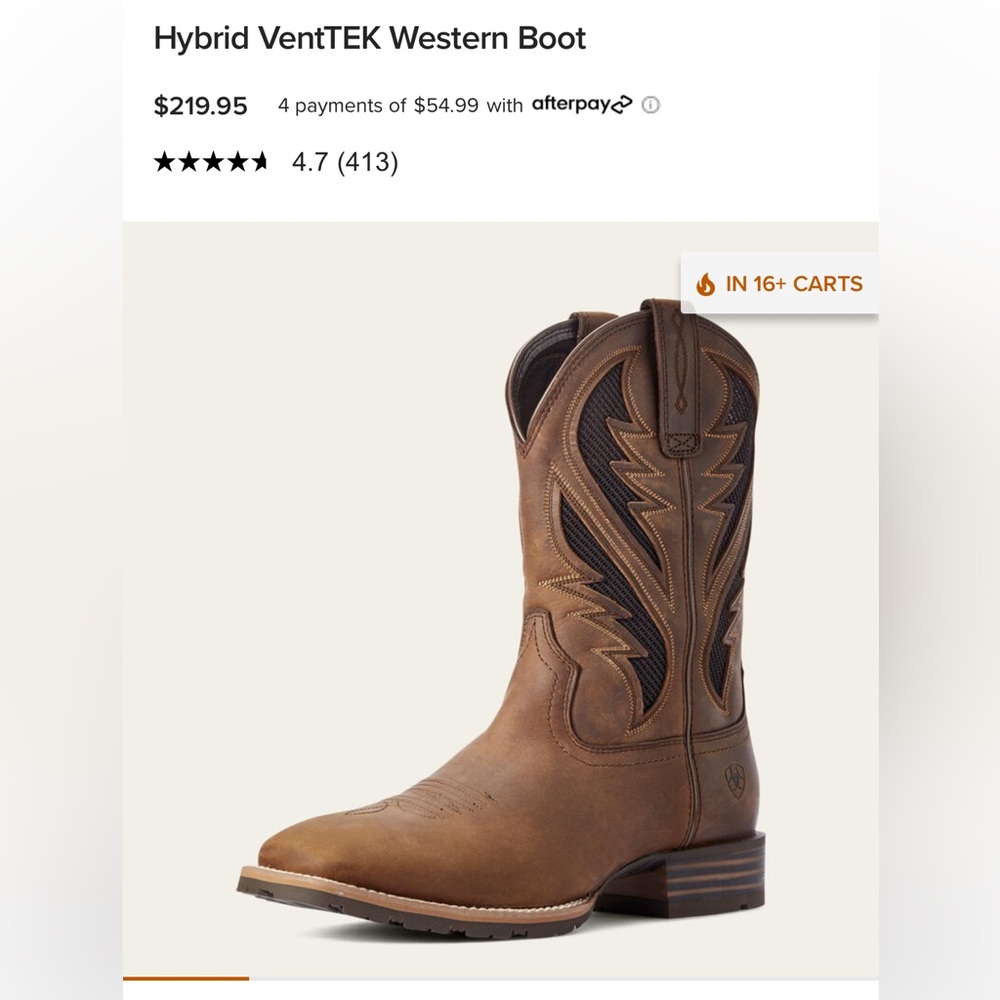 Ariat Men's Hybrid VentTEK Western Boot Dark Brown